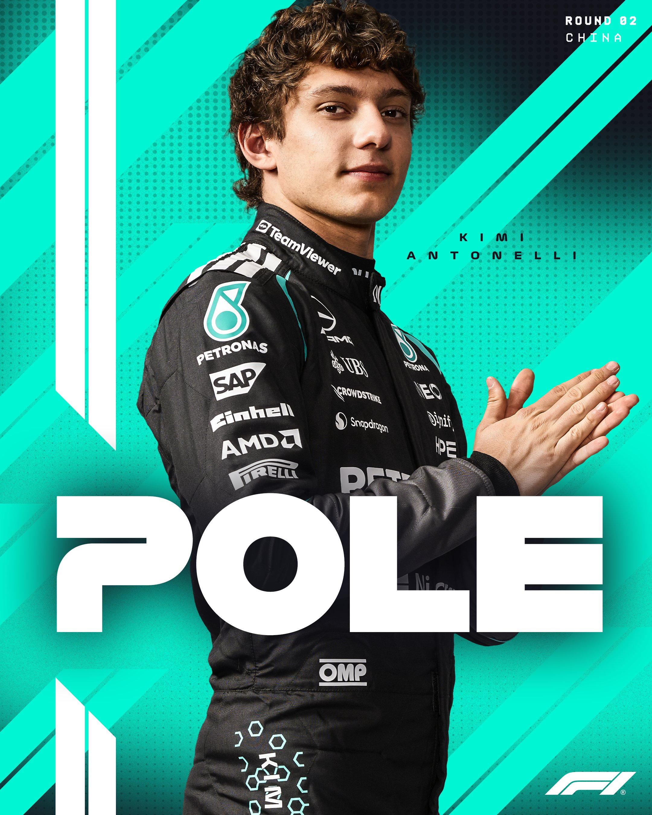 安德烈亚·基米·安东内利赢得F1中国大奖赛排位赛杆位！安东内利刷新了F1历史上最