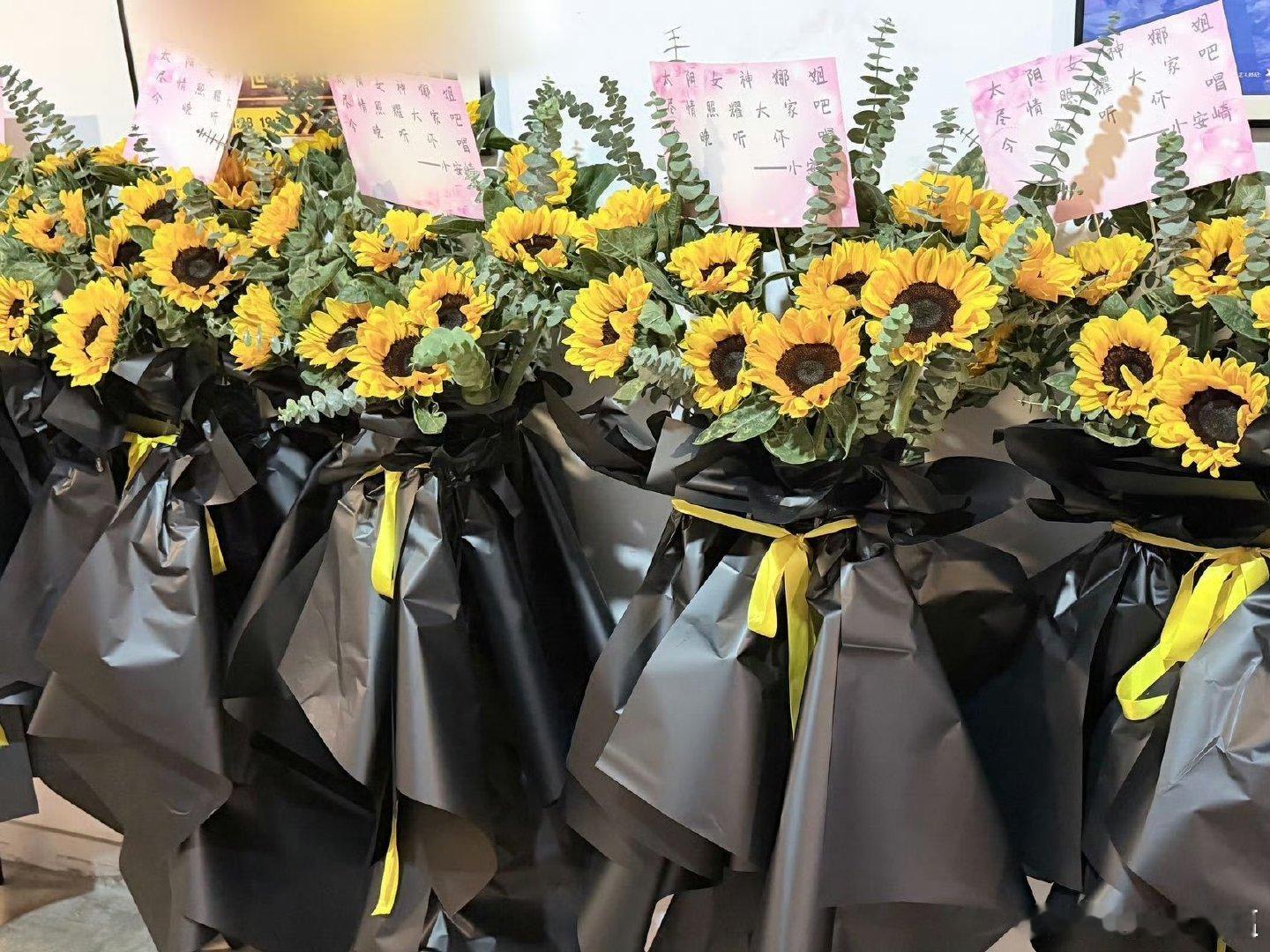 安崎送谢娜演唱会花篮太阳女神值得所有人偏爱，花篮满满都是满满的祝福王濛送谢娜演唱