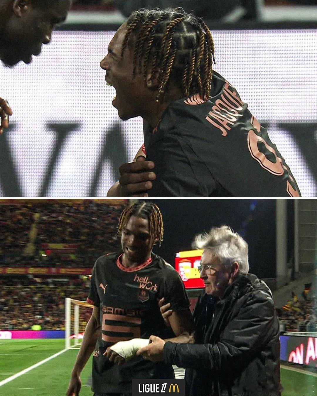 雅凯肩膀受伤了，雷恩主教练说还挺严重的