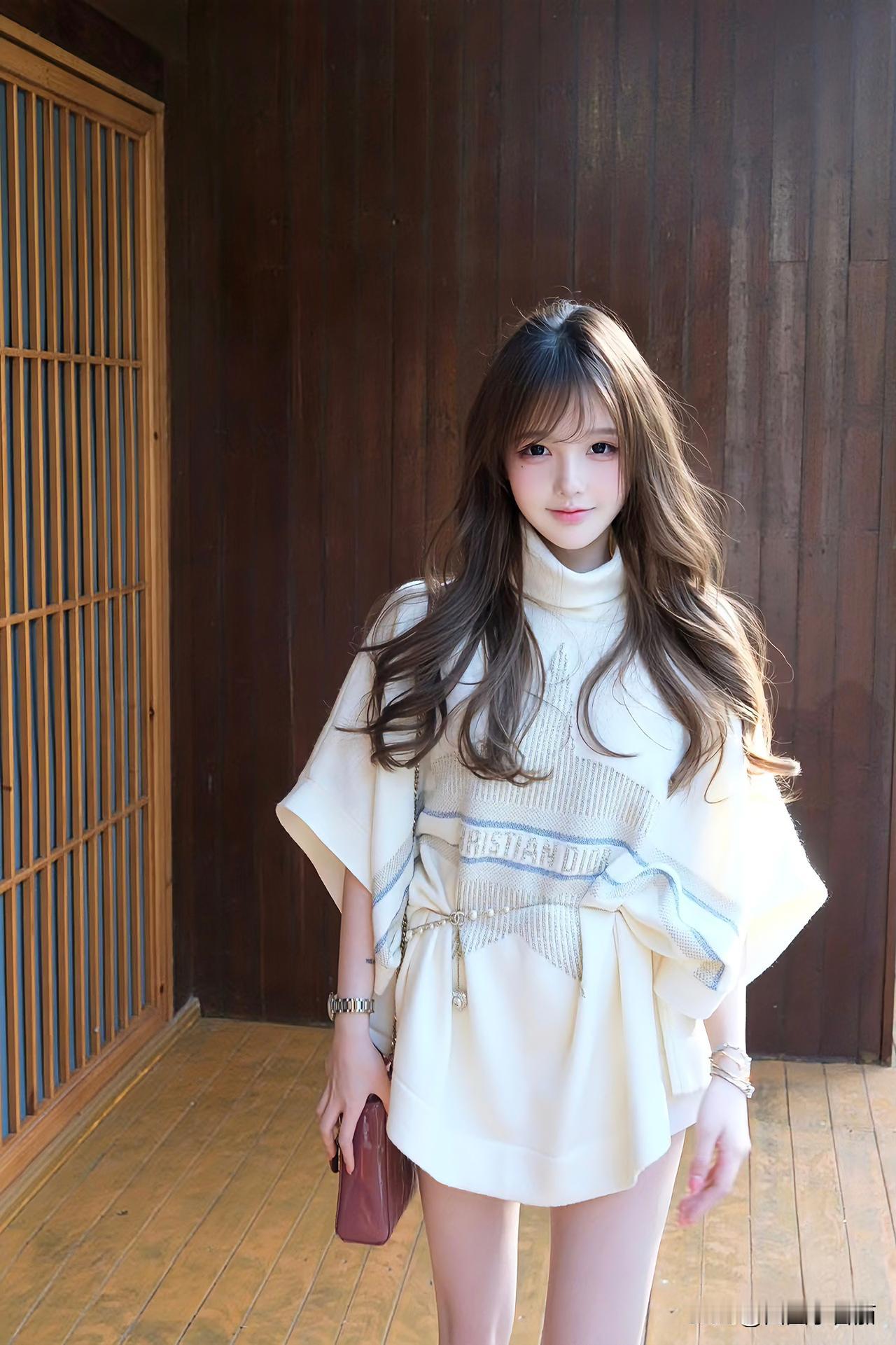 『木色温柔ℓ与秋光共叙静好』
深秋的风掠过发梢，木格窗棂筛下细碎金芒，米白针织斗