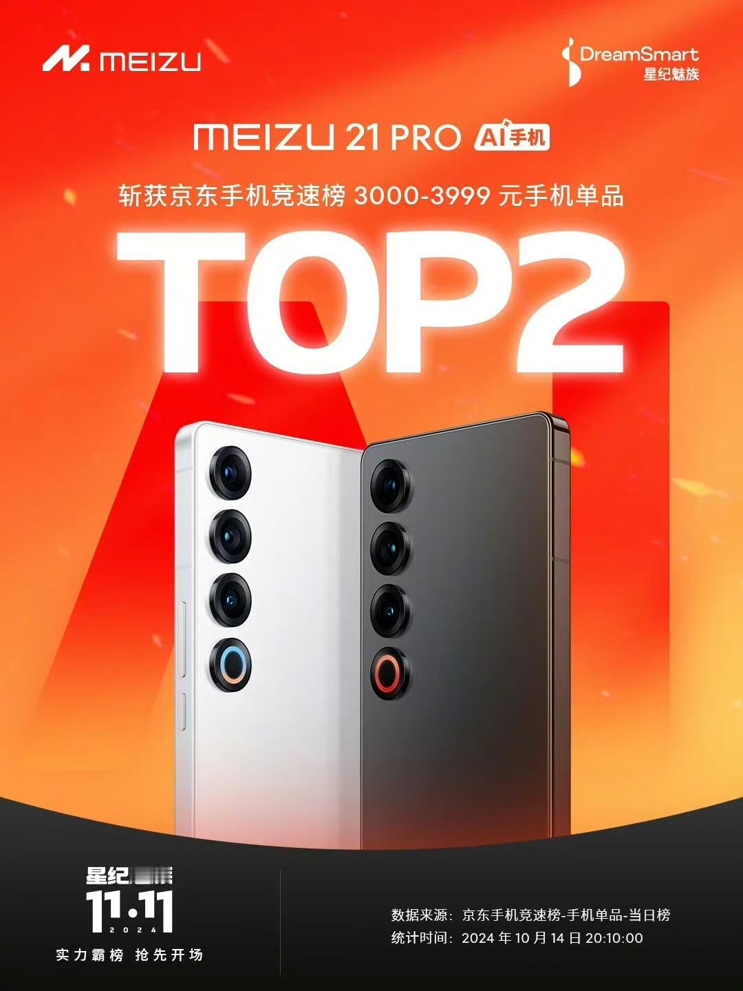 魅族率先把2024 双11氛围搞起来了，手机和智能穿戴都取得了不错的成绩，开门红