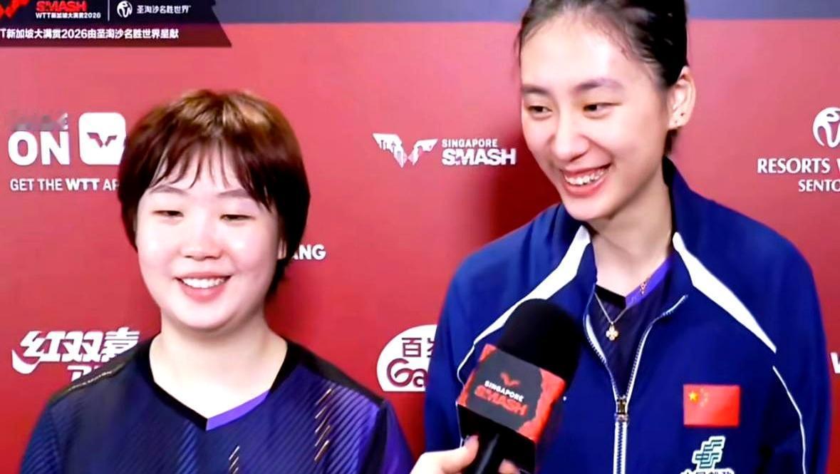 国乒女双就剩这一对独苗，19岁小将蒯曼浑身贴满胶带，笑着拼下一场逆转，看着真心疼