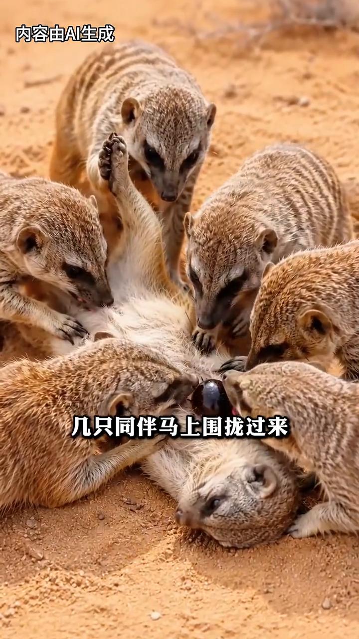 舌尖上的动物世界。
最大的那颗圆壳沙虱刚被咬住，旁边两只环尾拖突然一起用脑袋往前