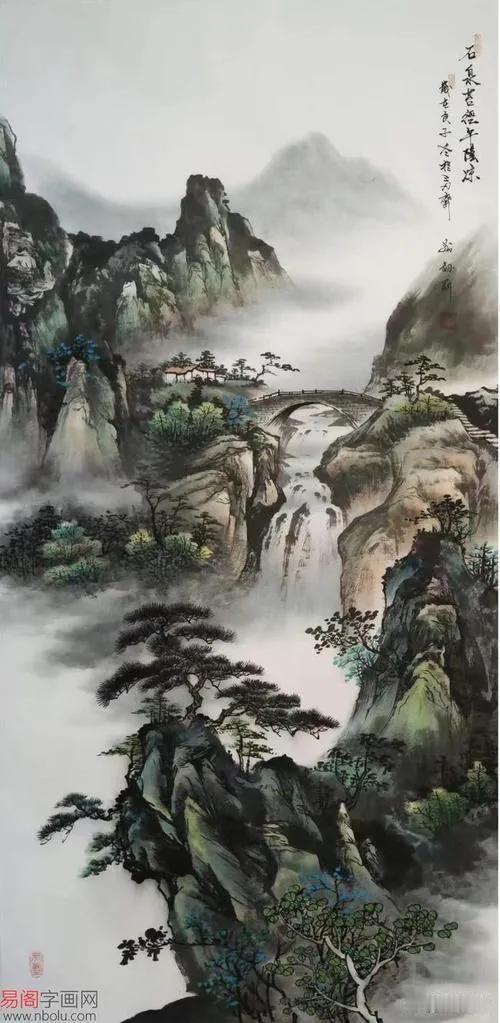 名家山水画九幅，欣赏