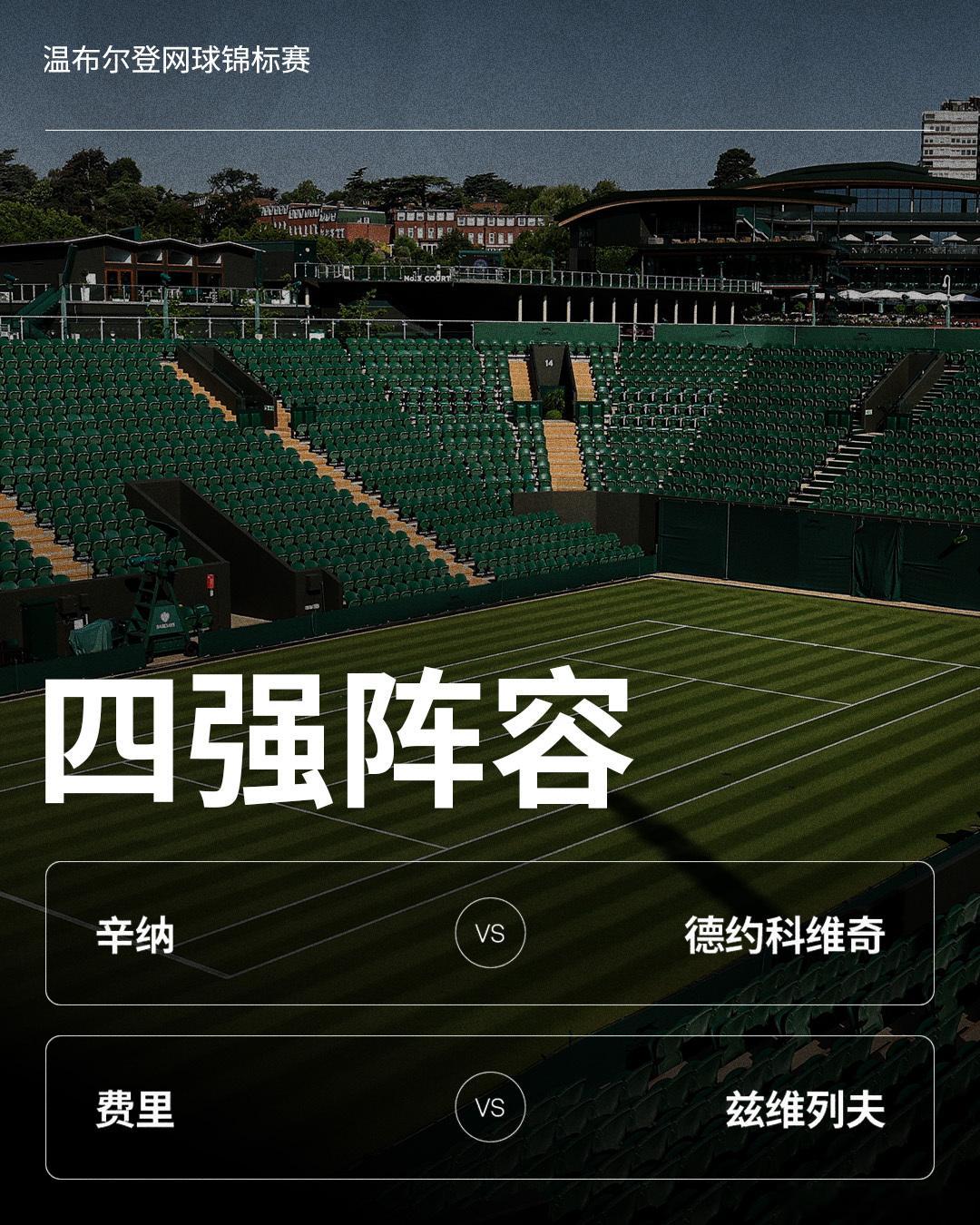 温网2026 男单四强出炉，哪两位将会师决赛？男单半决赛对阵如下👇辛纳vs德约