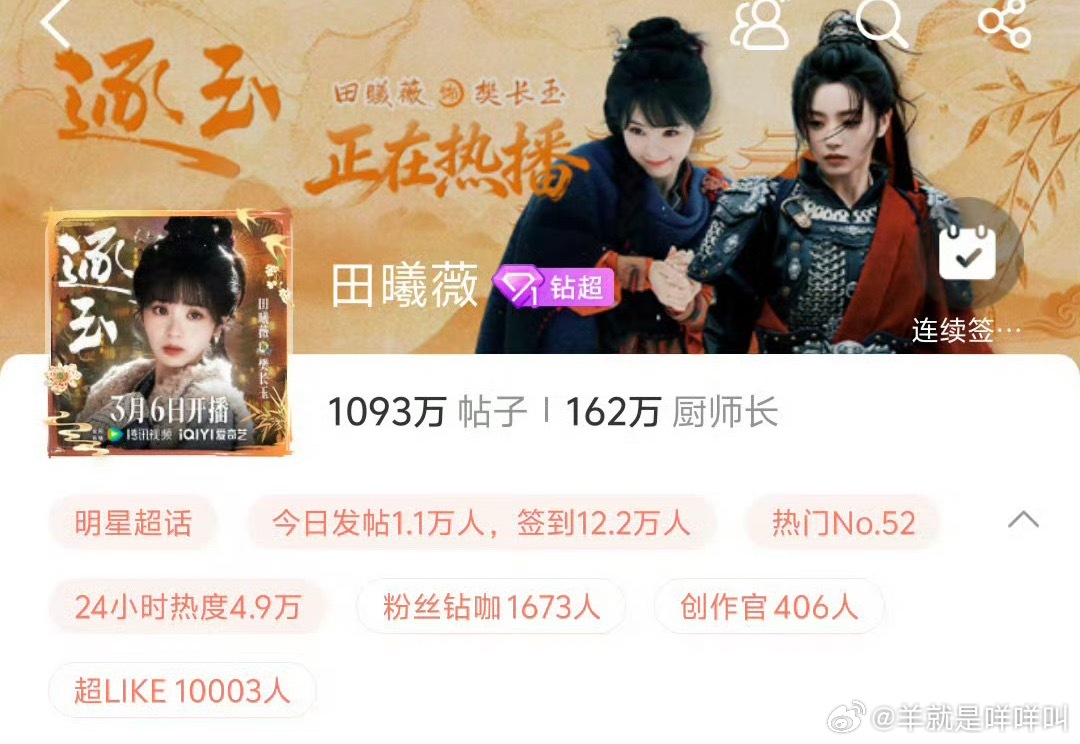田曦薇超like破万了 