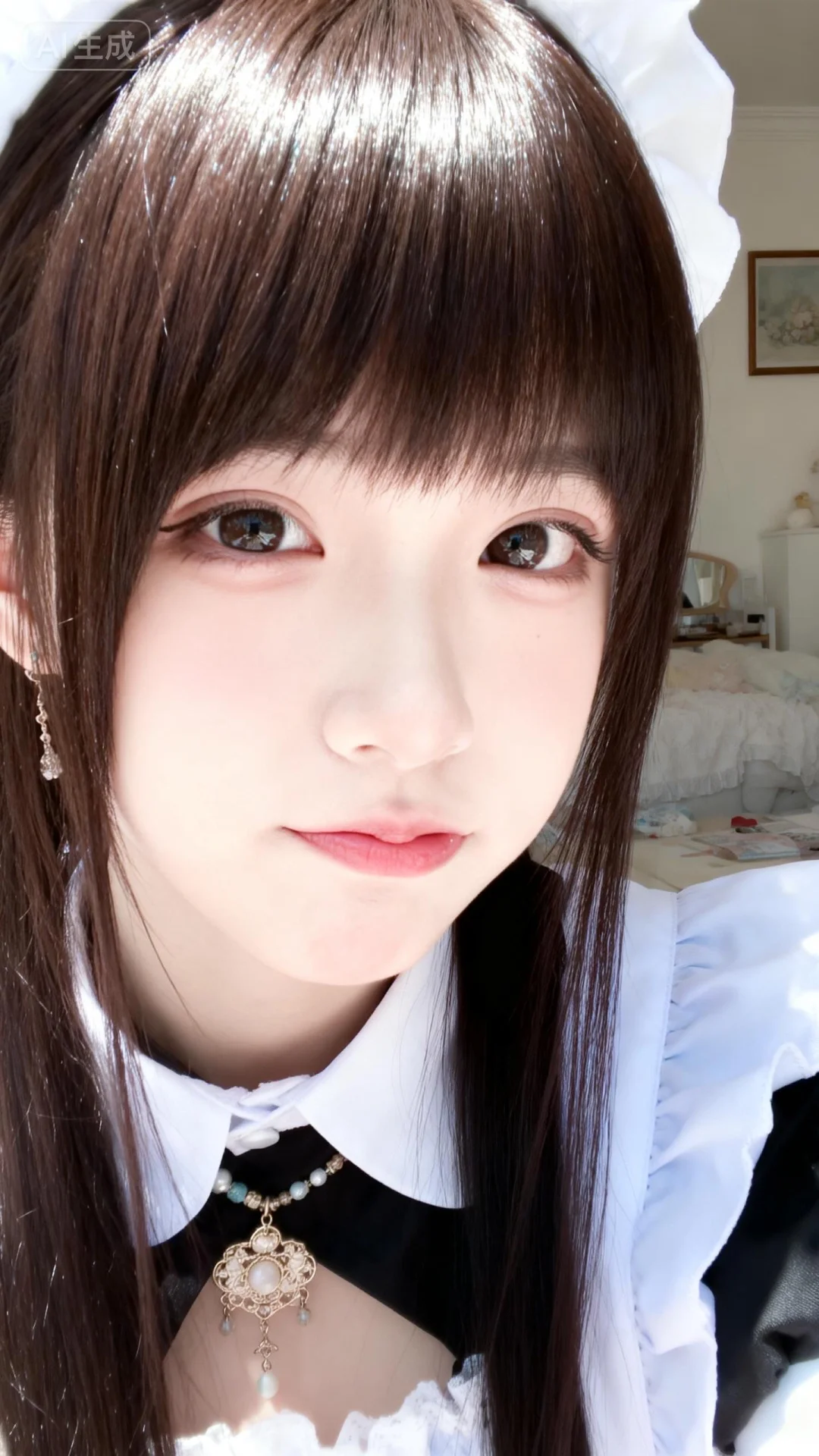 以墨明风格艺术美学呈现画面。画面中的离尘师妹模样极为可爱，有着幼态脸蛋，有着可爱