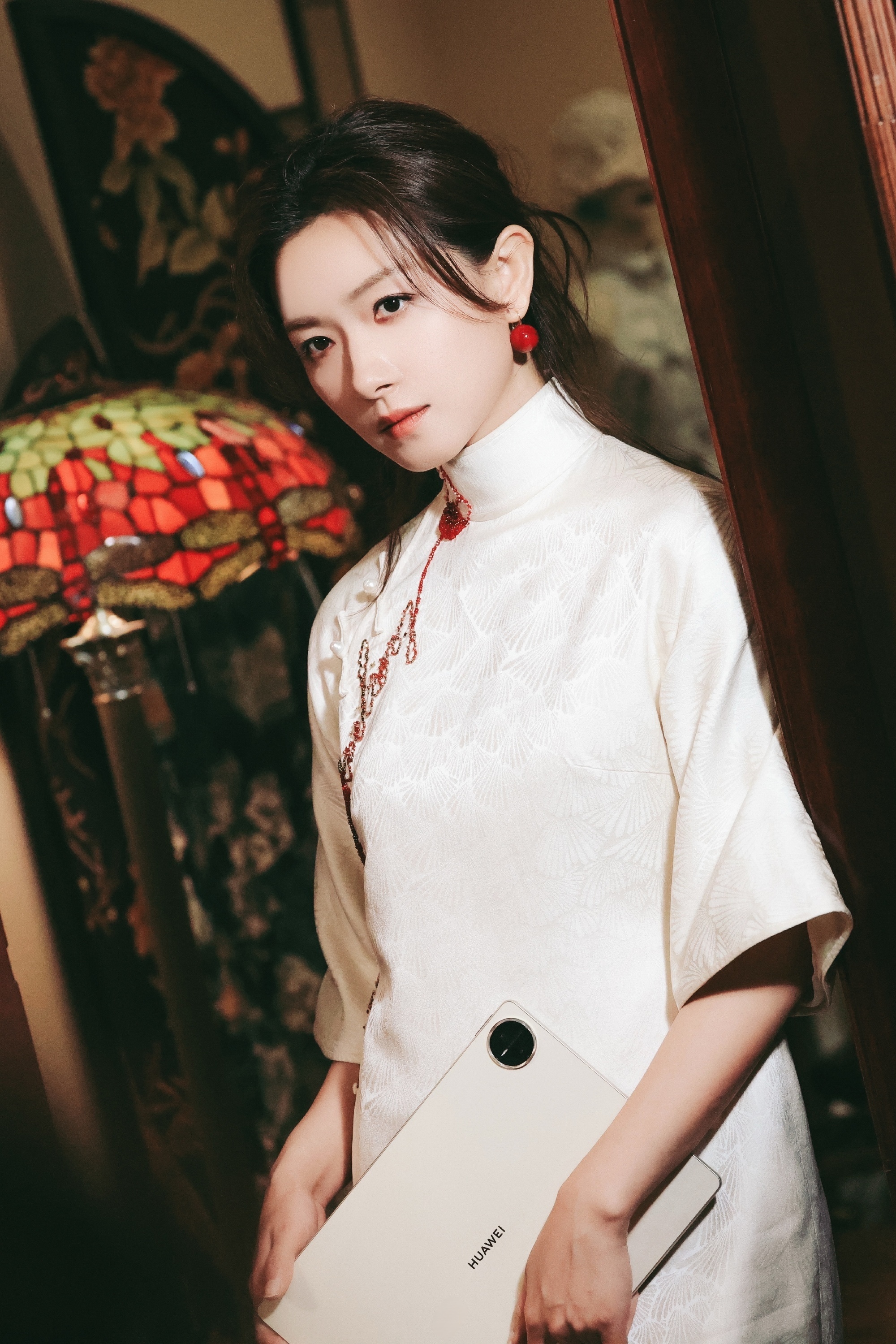 万茜 半袖旗袍 