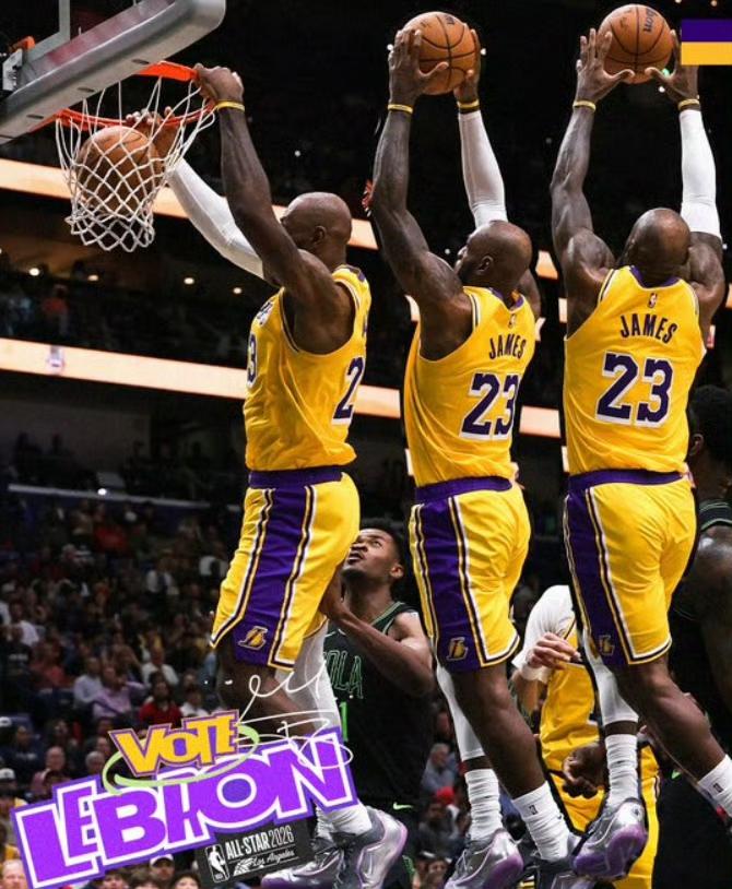 湖人延续了关键时刻全胜的定律，13战13胜。

41岁的詹姆斯今天又是平框空接又