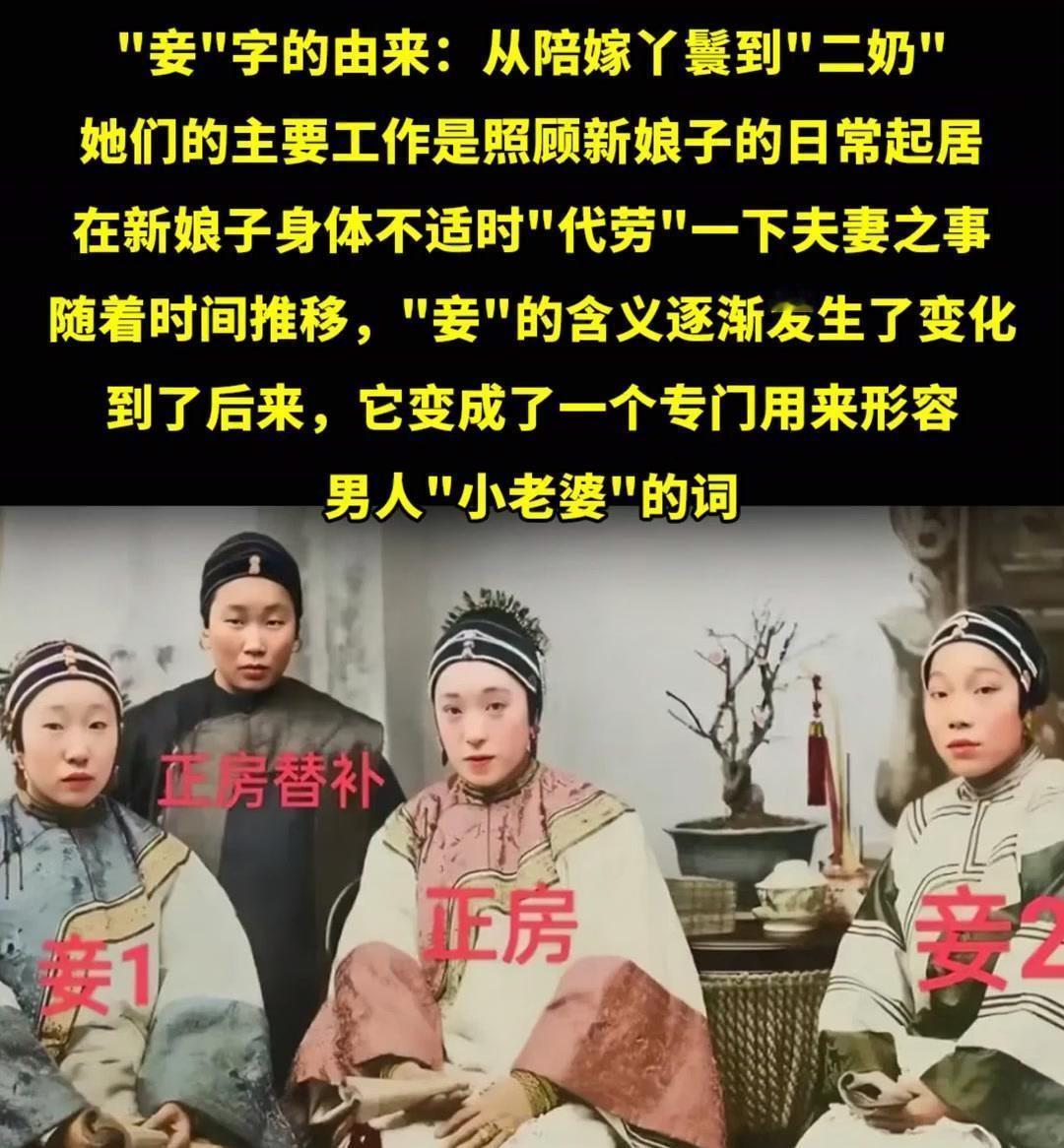 古代小妾除了满足丈夫的生理需求和生孩子以外，还有另一个变态的作用，是后来有人无意