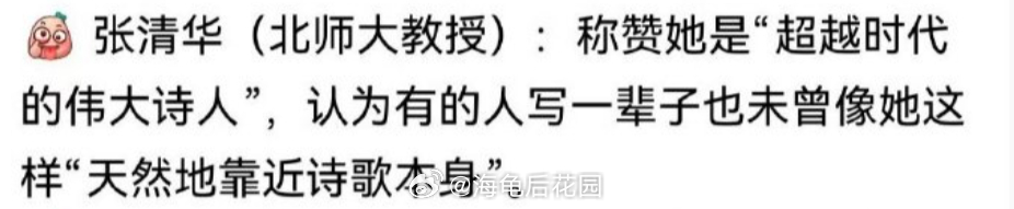 还是北大教授对贾浅浅的点评到位“称赞她是“超越时代的伟大诗人”，认为有的人写一辈
