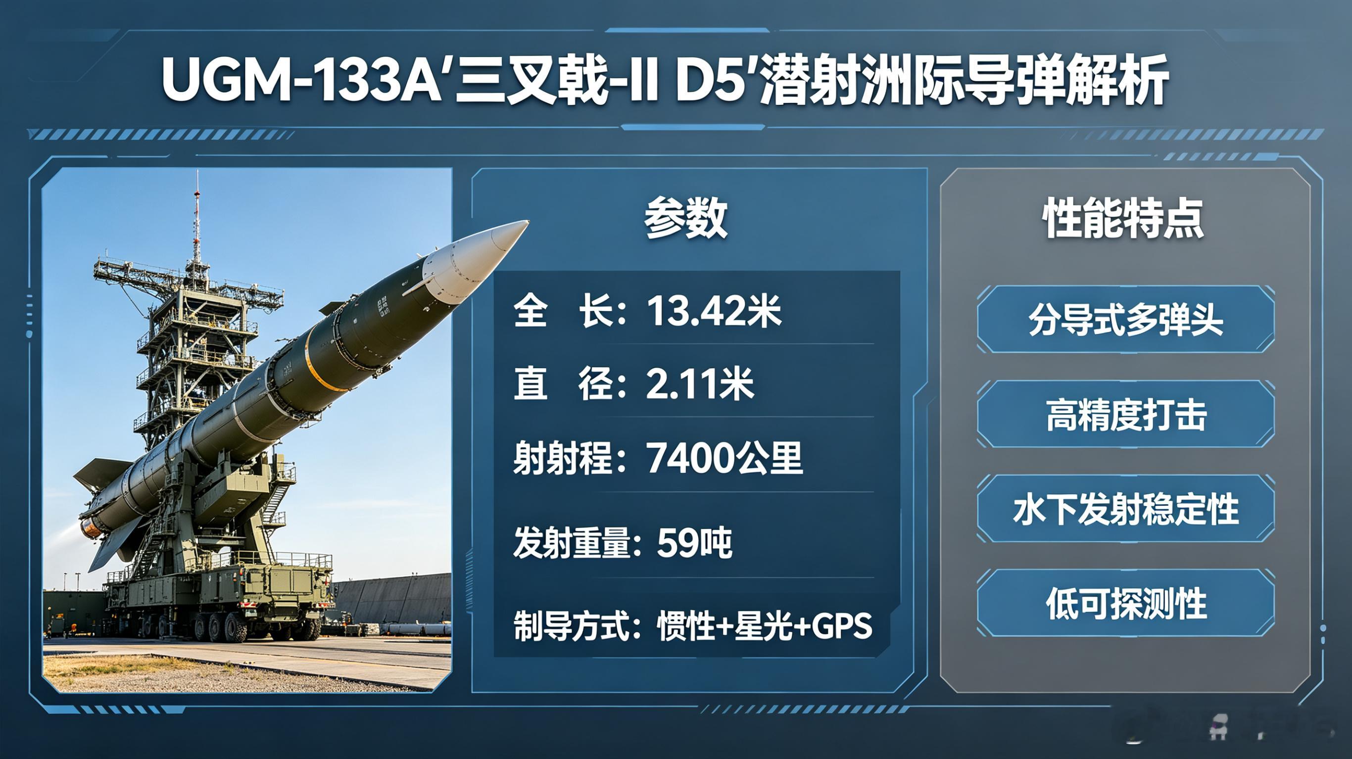 每天认识一件兵器UGM-133A 三叉戟-II D5 潜射洲际导弹 图文解析装备