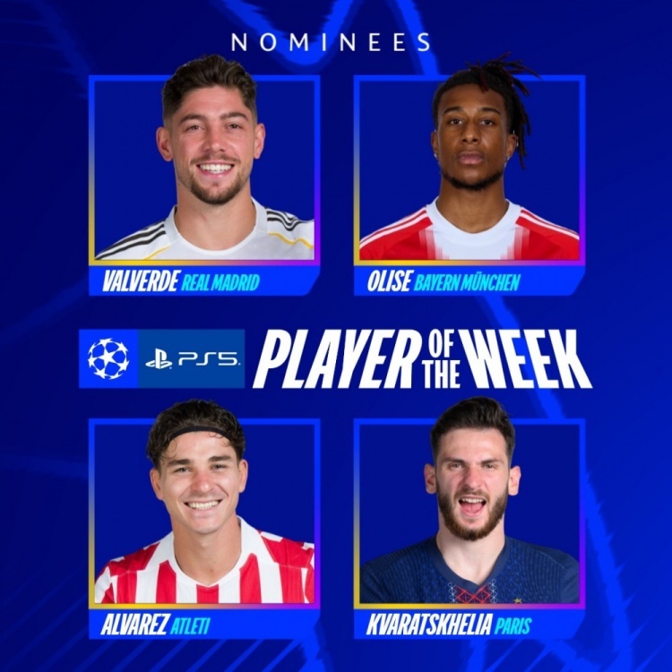 #欧冠本周最佳球员候选#欧冠1/8决赛首回合比赛战罢，欧冠官方公布了本周最佳球员