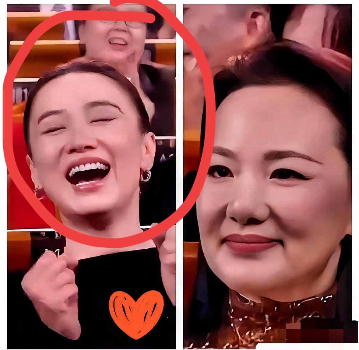 金鸡奖颁奖现场出现了戏剧性一幕：
当主持人念出宋佳时，一个闭眼尖叫，一个难掩失落