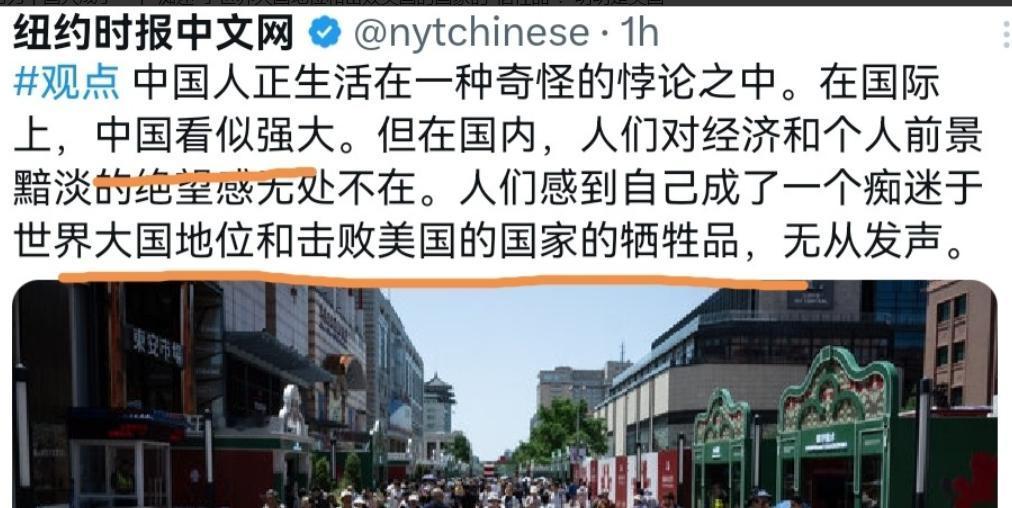 纽约时报点名批评我们！纽约时报声称，中国的强大只是“外强中干”而已！

外强中干
