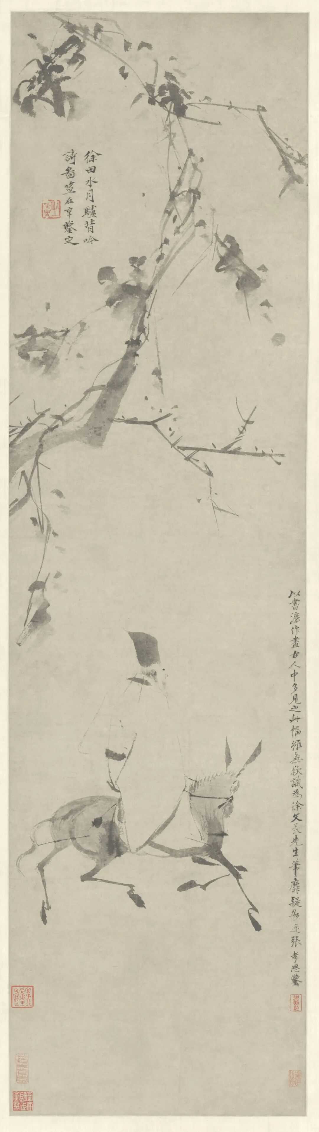 明 徐渭《驴背吟诗图》，纸本墨笔，纵112.2厘米 横30厘米，北京故宫博物院藏