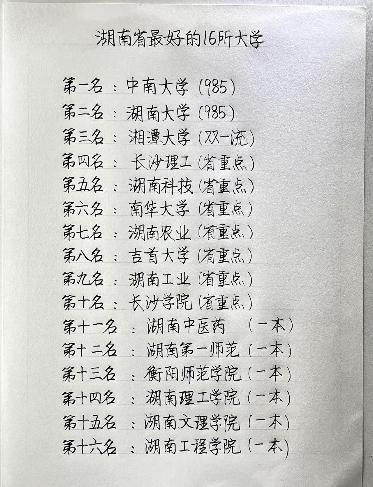 湖南填志愿直接抄作业✍️。救命🆘湖南考生选校看这一张就够！从顶尖985到省属一