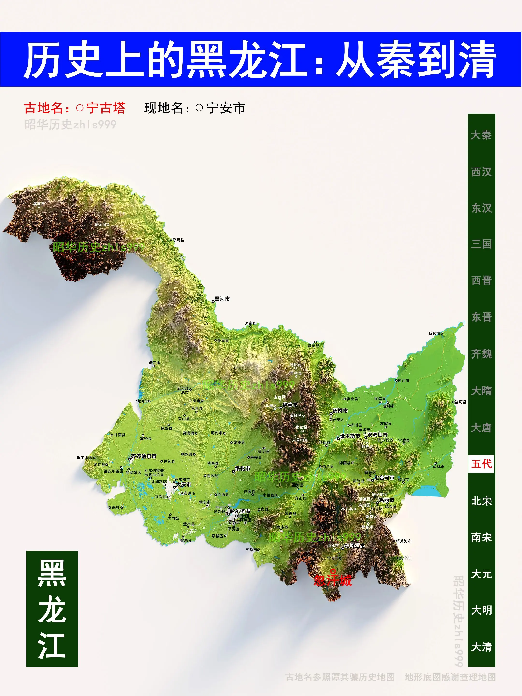 黑龙江各朝代古今地名对照。