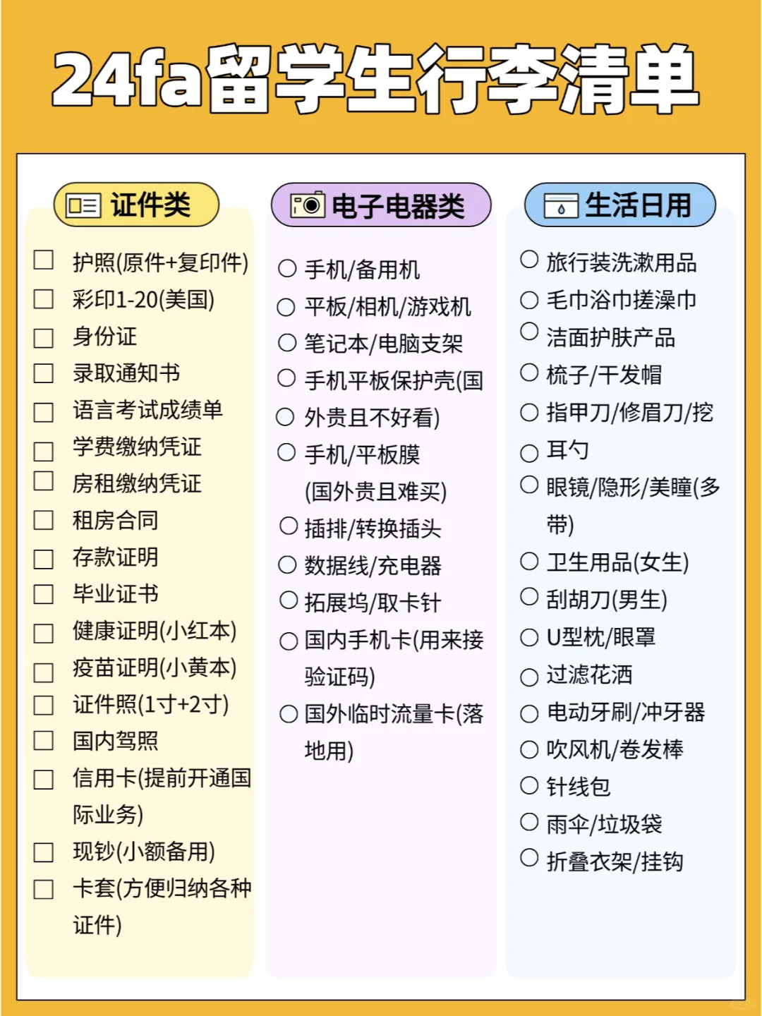 抄作业啦❗英国留学超全行李清单