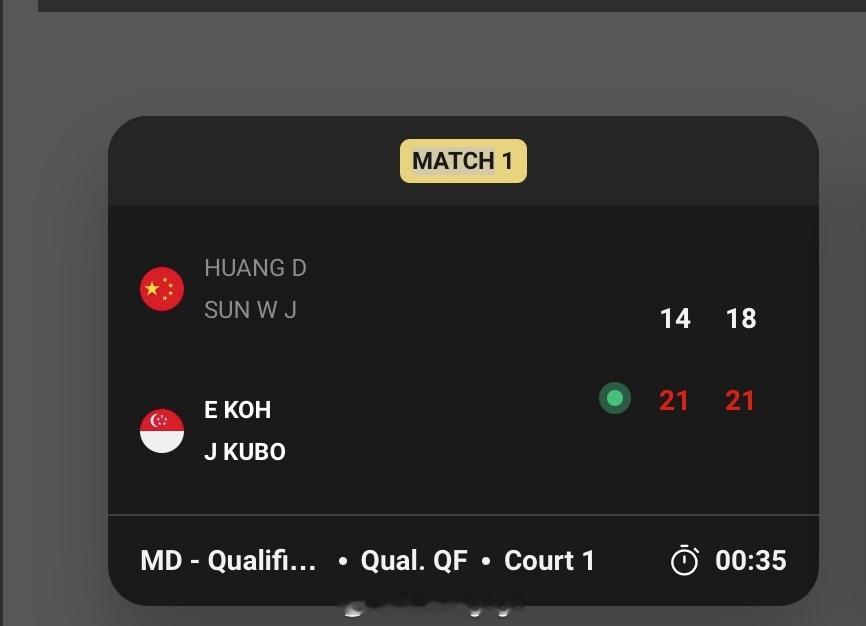 2026年印尼羽毛球大师赛 男双资格赛🇨🇳黄荻/孙文骏🇨🇳 14-21 