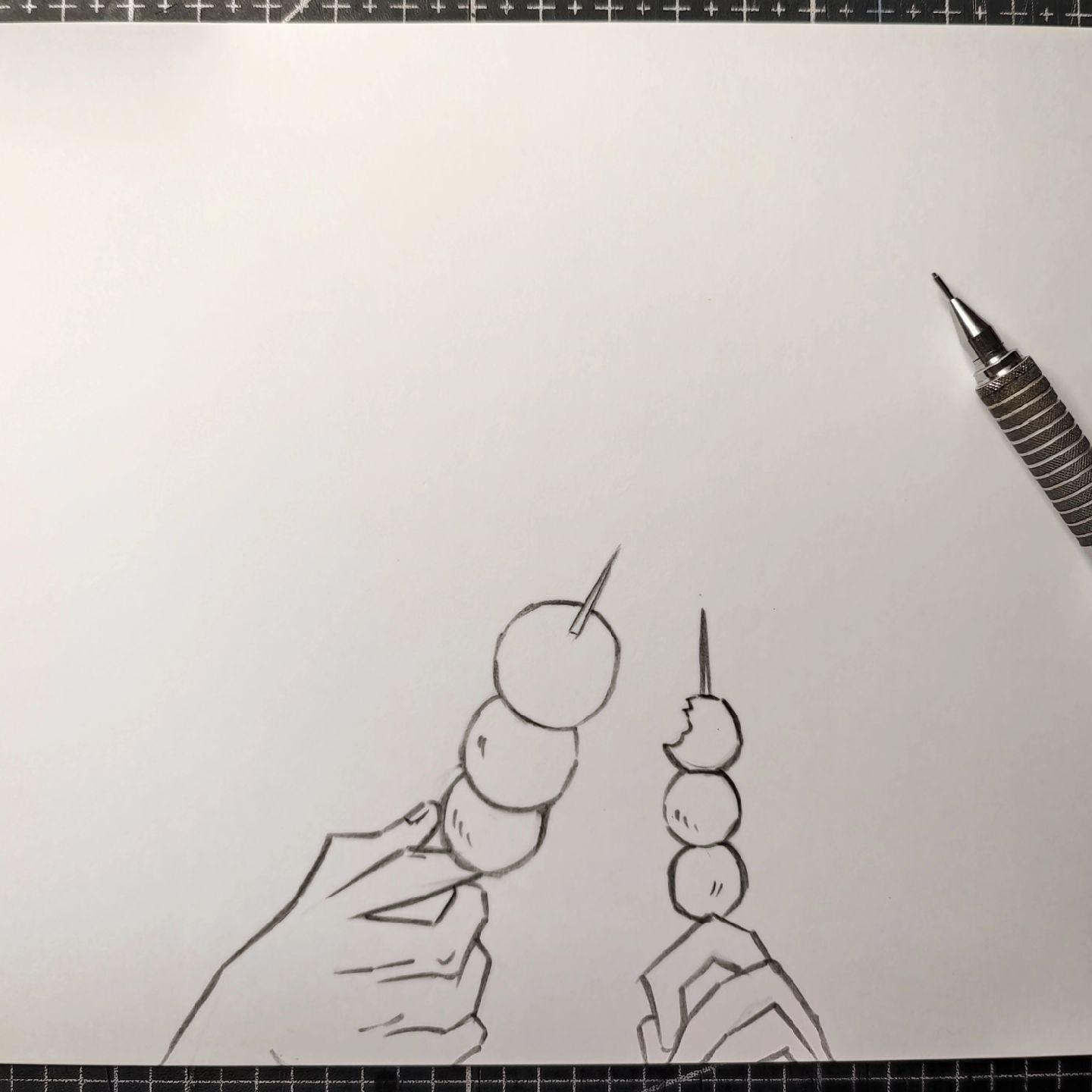 吃不吃丸子. 手绘绘画过程