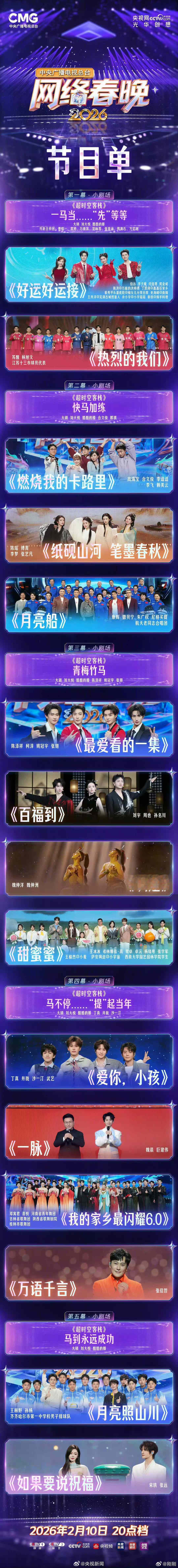 2026央视网络春晚节目单官宣2026央视网络春晚官宣节目单 这个节目阵容还不错