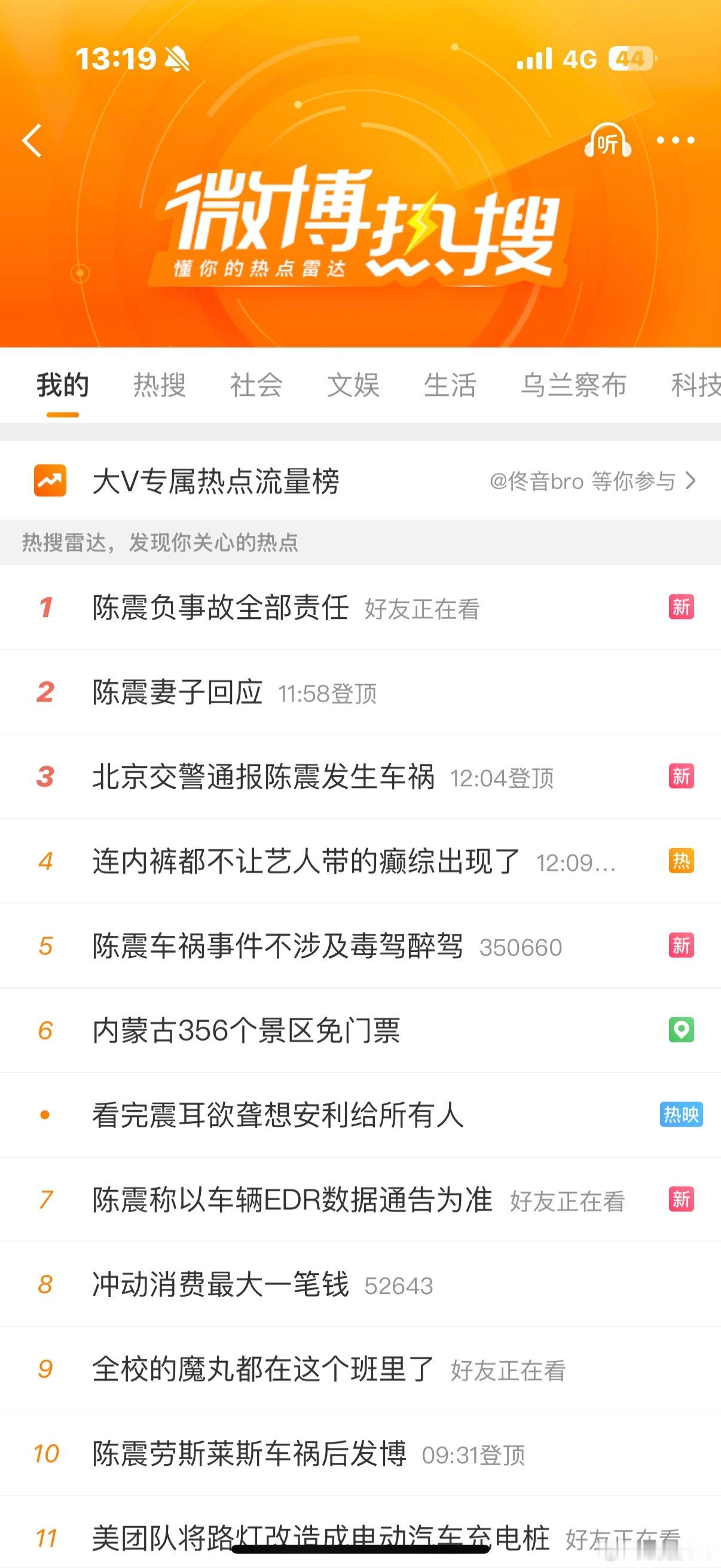 陈震劳斯莱斯车祸后发博不了解实情，先不参与讨论事故但这个流量，两天喜提全网全平台