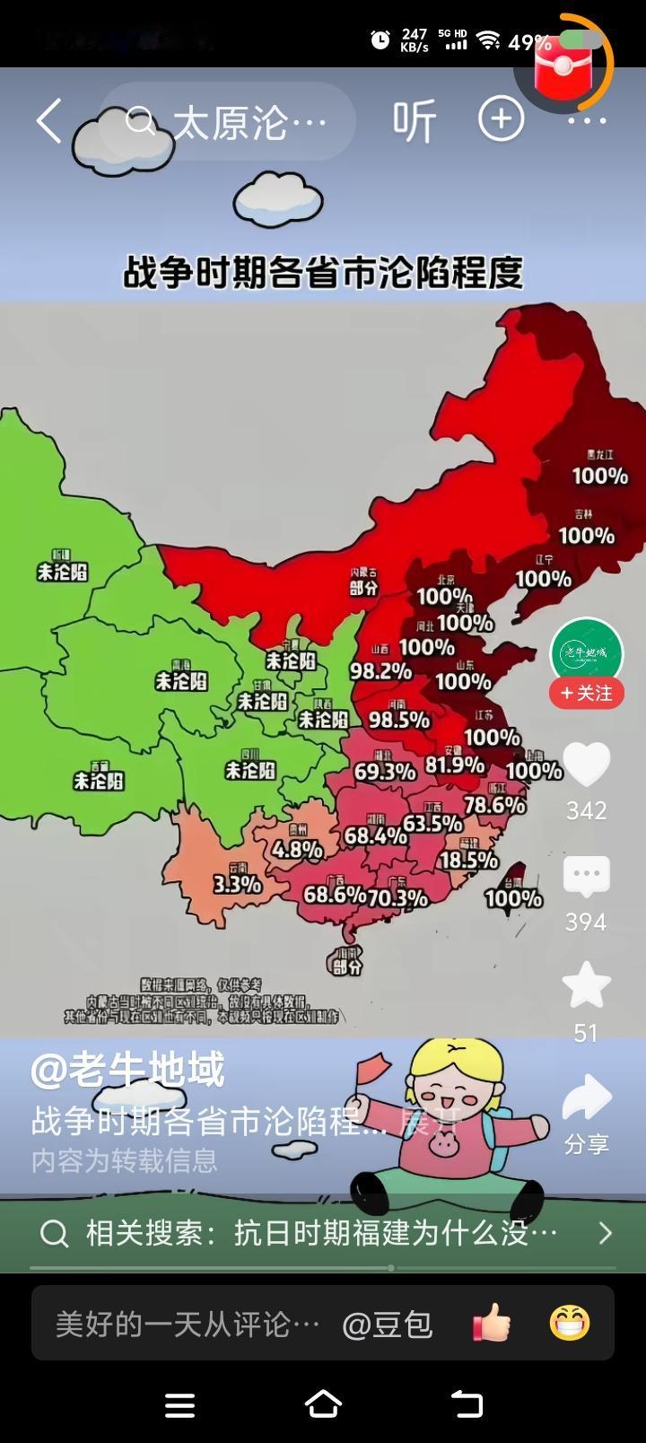 这什么平台？
山西沦陷98.2%？
净胡说！
什么叫沦陷？
你指城市，还是整体？