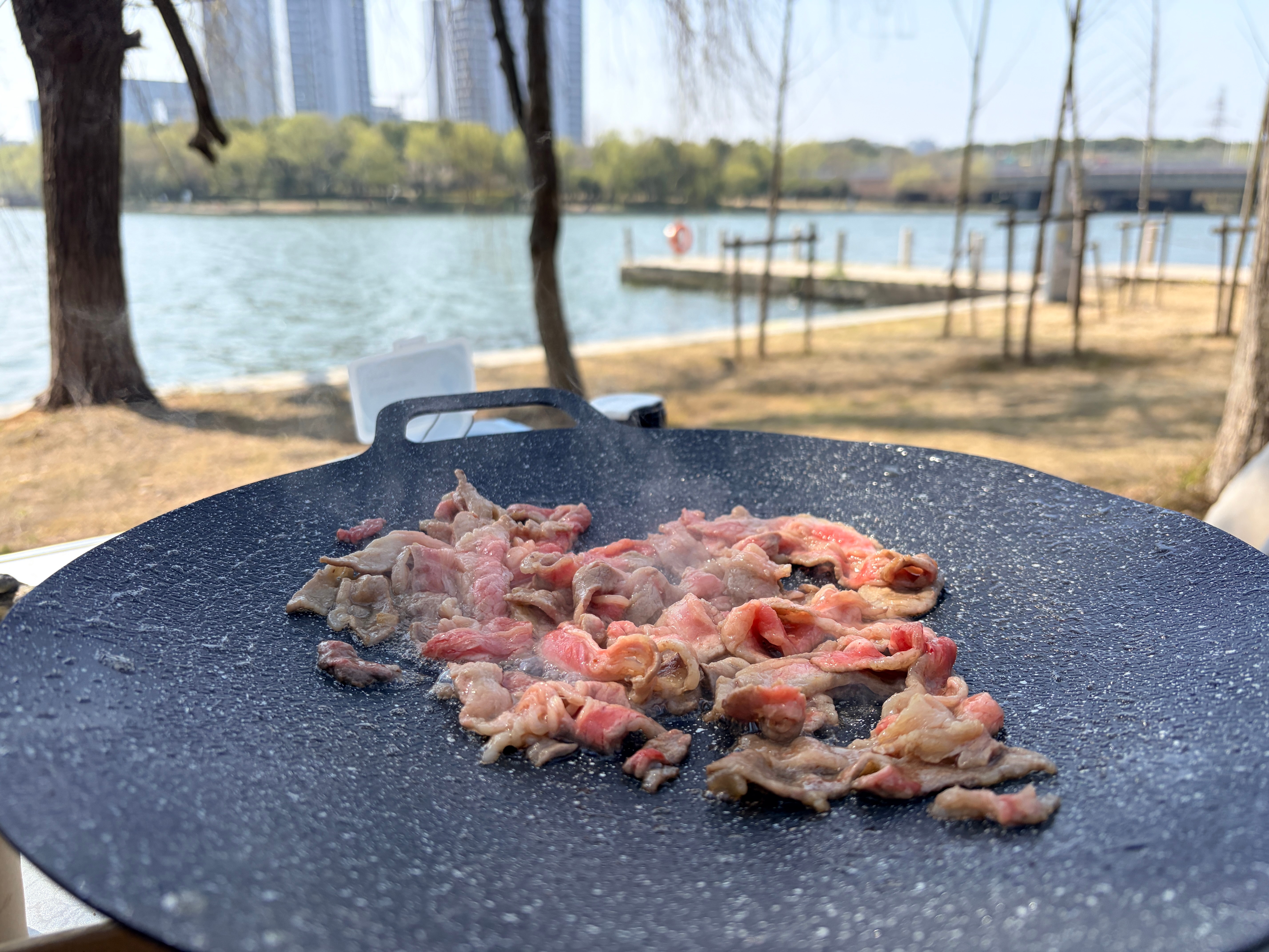 天气好出来露营，还是这种大烤盘烤着爽，而且完全不沾，苏泊尔的，推荐～ 苏州·吴淞