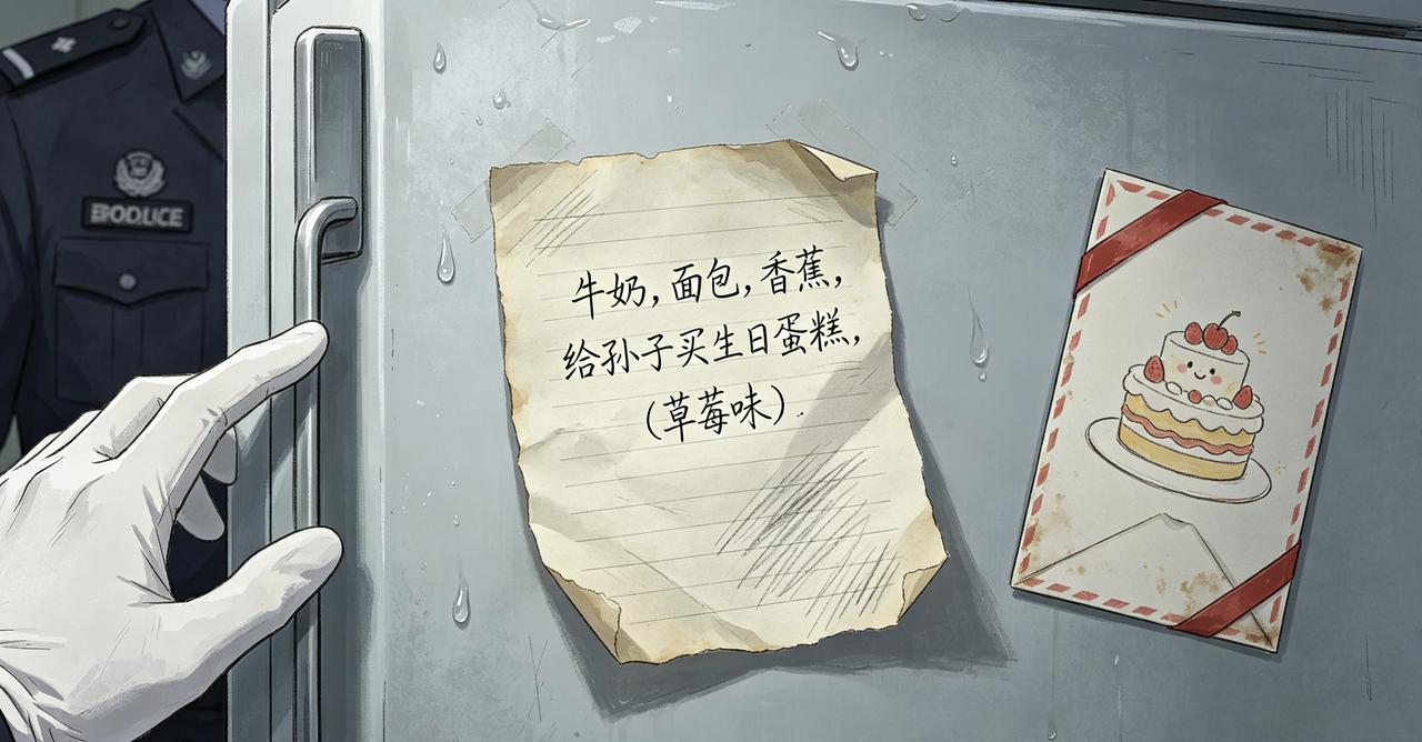 一位独居老人去世三天后才被发现
警察整理遗物时，在他的冰箱门上看到一张字迹颤抖的
