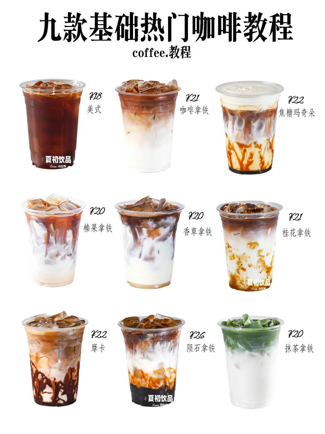 9款基础热门咖啡教学来啦、一分钟教会你。