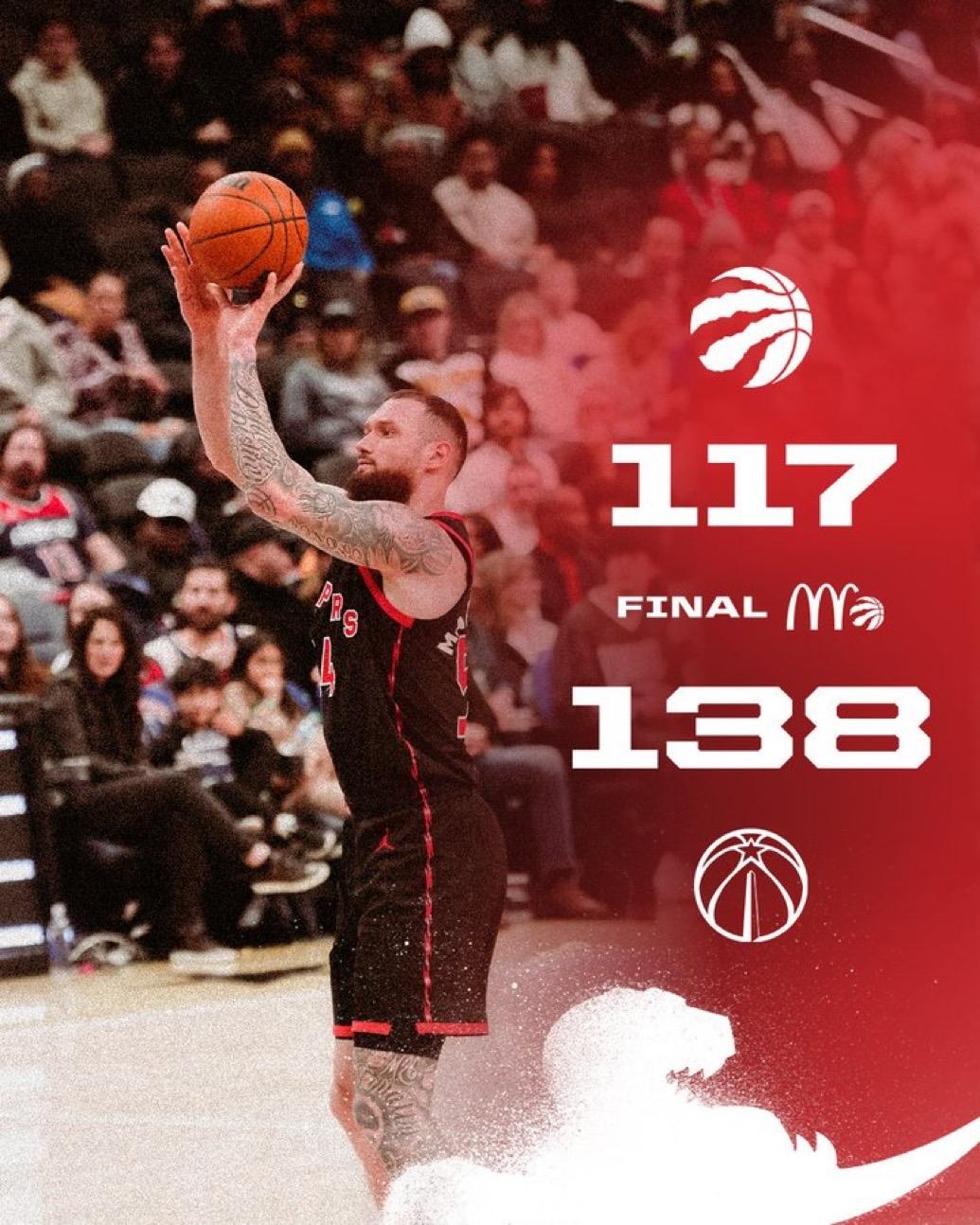 12月27日NBA常规赛战报（9场）：

猛龙117-138奇才
热火126-1