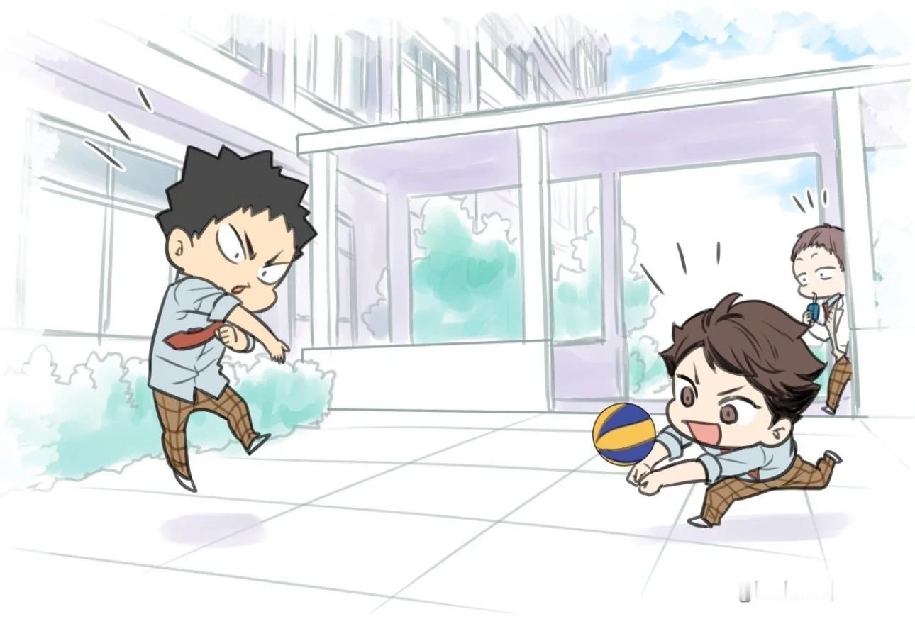 排球少年青城的休息时间，画风好可爱啊 漫画 cr：hamuhamunut 