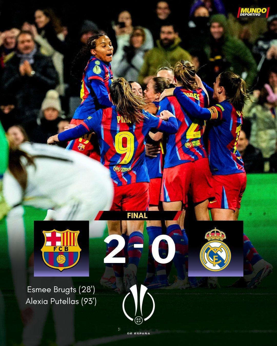 巴萨女足西超杯决赛2-0皇马女足夺冠👏🏻👏🏻👏🏻👏🏻巴萨至死不渝