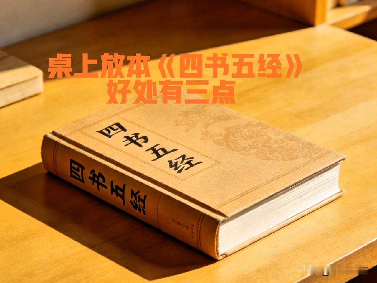 今天，我把书整理好后，把《四书五经》放在桌上，好处有三点，您也可以学着做。

一