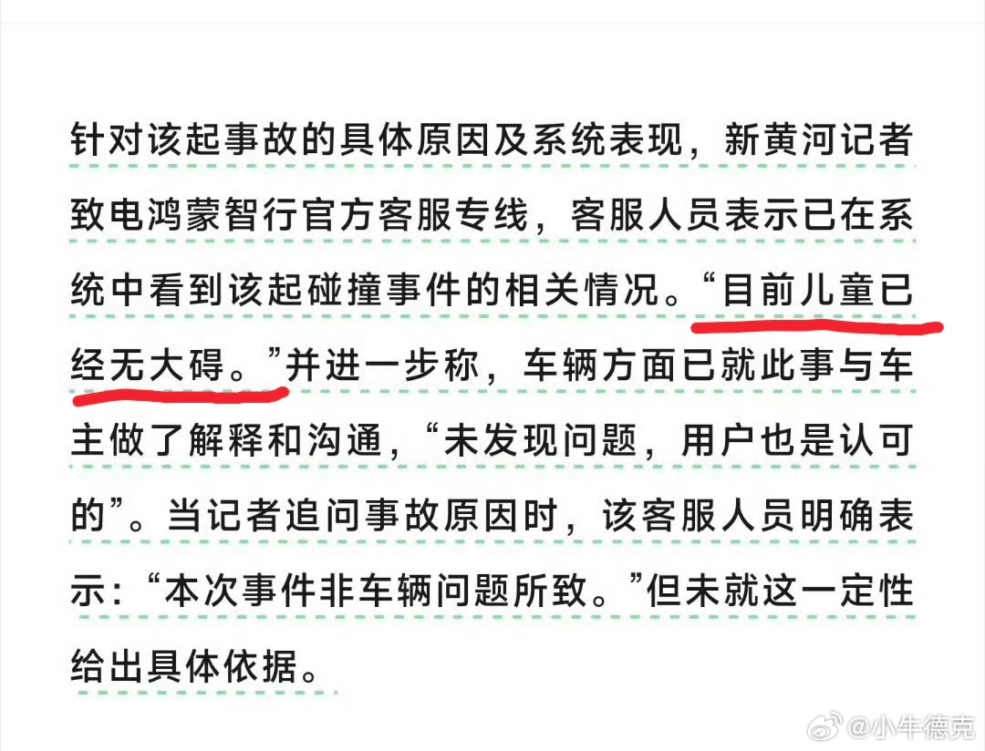 车的问题也好，人的问题也好，现在值得庆幸的是，孩子已经无大碍。所以，现在请车企以