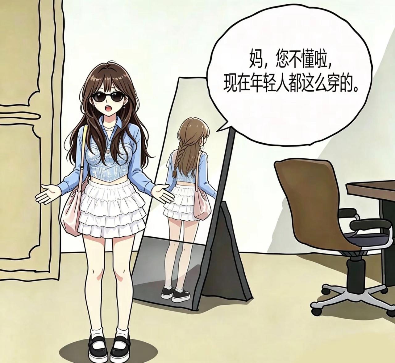 妈 您不懂啦 现在年轻人都这么穿的。女生漫画 ootd ootd穿搭