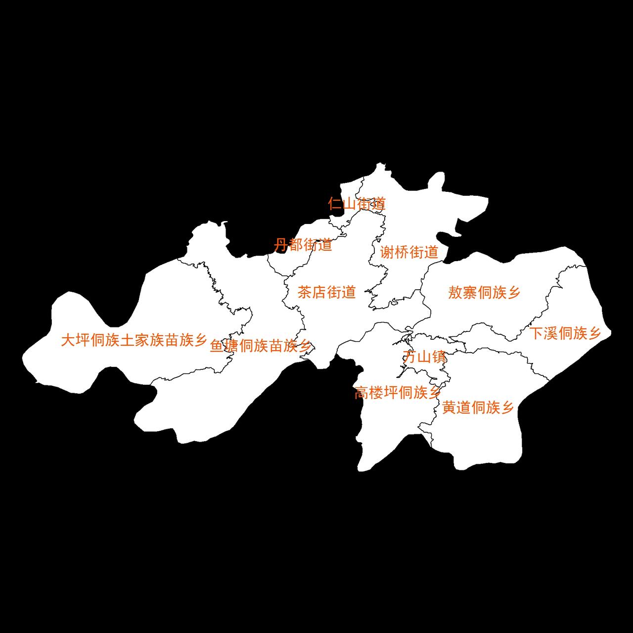 万山区乡镇划分简图
