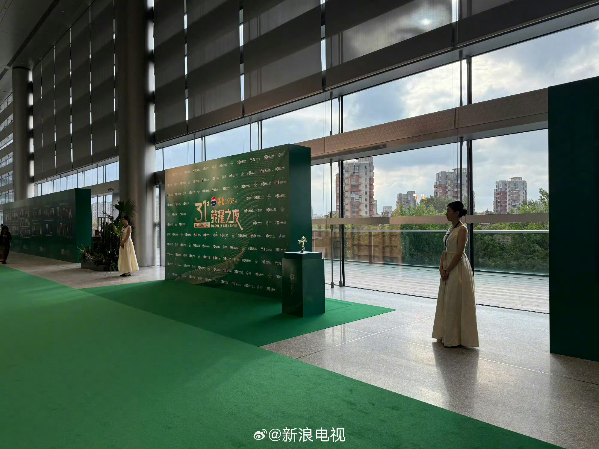 白玉兰走绿毯单论画面适配度就很吃亏，浅色系、黑色高定裙装和绿毯相撞很沉闷，很难拍