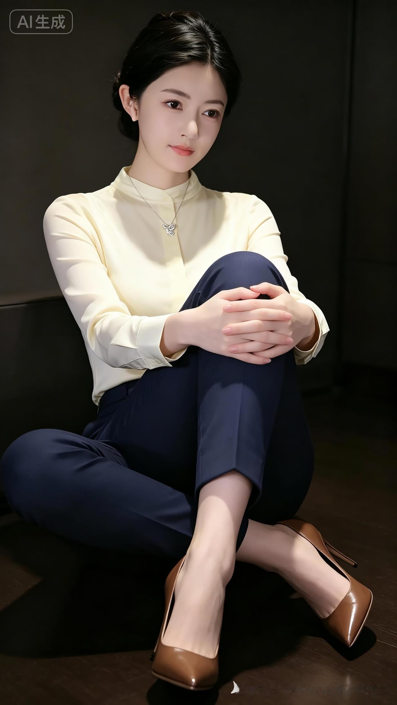 一身干净纯白穿搭少女慵懒坐于公园长椅，姿态松弛自在，日光柔和洒落，清新元气氛围感