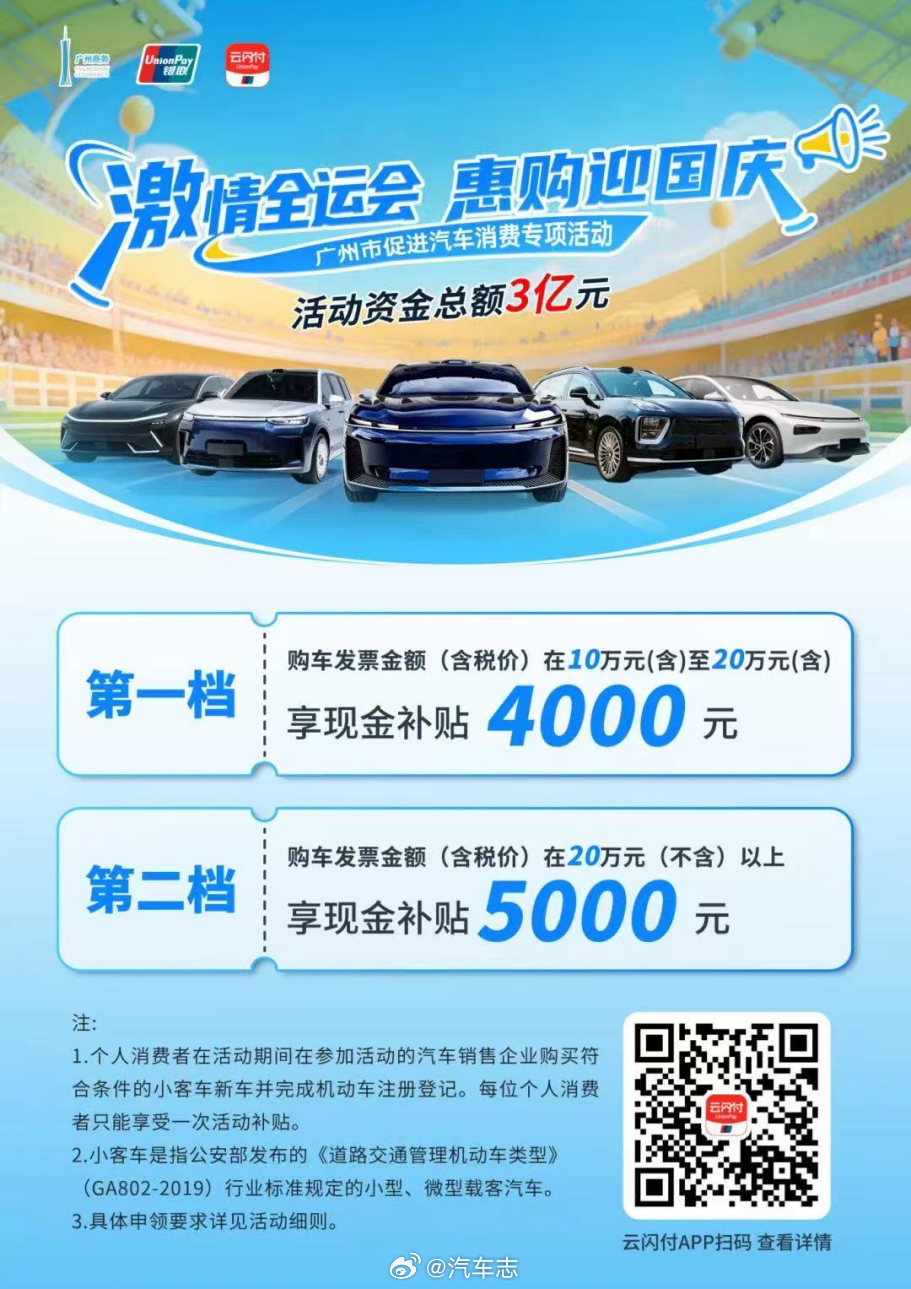 近期想买车的朋友，可以看看广州的补贴活动[吃瓜][吃瓜]9月15日至30日期间，