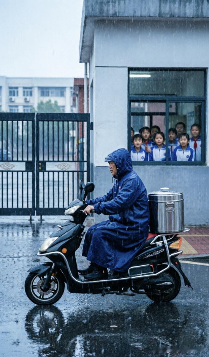 你见过这场景不？暴雨天校门口挤着浑身湿透骑电动车的家长，手里攥着保温桶，教室里的