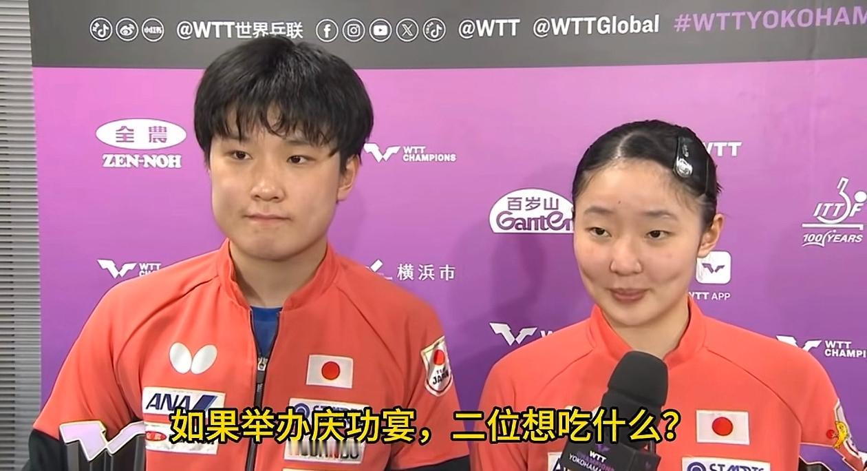 兄妹俩赛后采访难掩激动...
       赛后采访，张本智和表示，看到妹妹夺冠