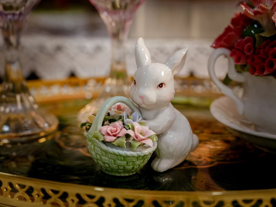 纯手工小兔花篮🐰治愈系桌面摆件