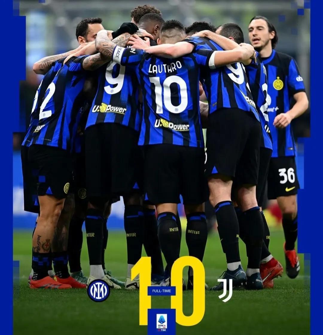 一球气走尤文，这赛季国米的意甲冠军恐怕已没什么争议了吧！
少赛一场领先尤文四分，