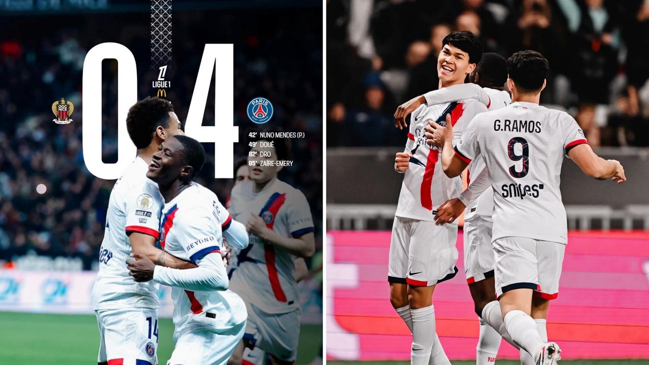 法甲：巴黎客场4-0大胜十人尼斯，少赛一场1分领跑。
门德斯1传1射，杜埃破门，