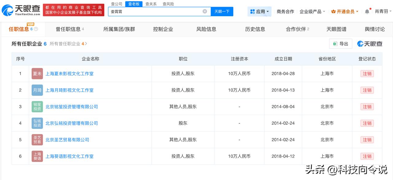 【娄艺潇关联公司均已注销 娄艺潇商业版图盘点】娄艺潇成立专门孵化短剧的厂牌
10