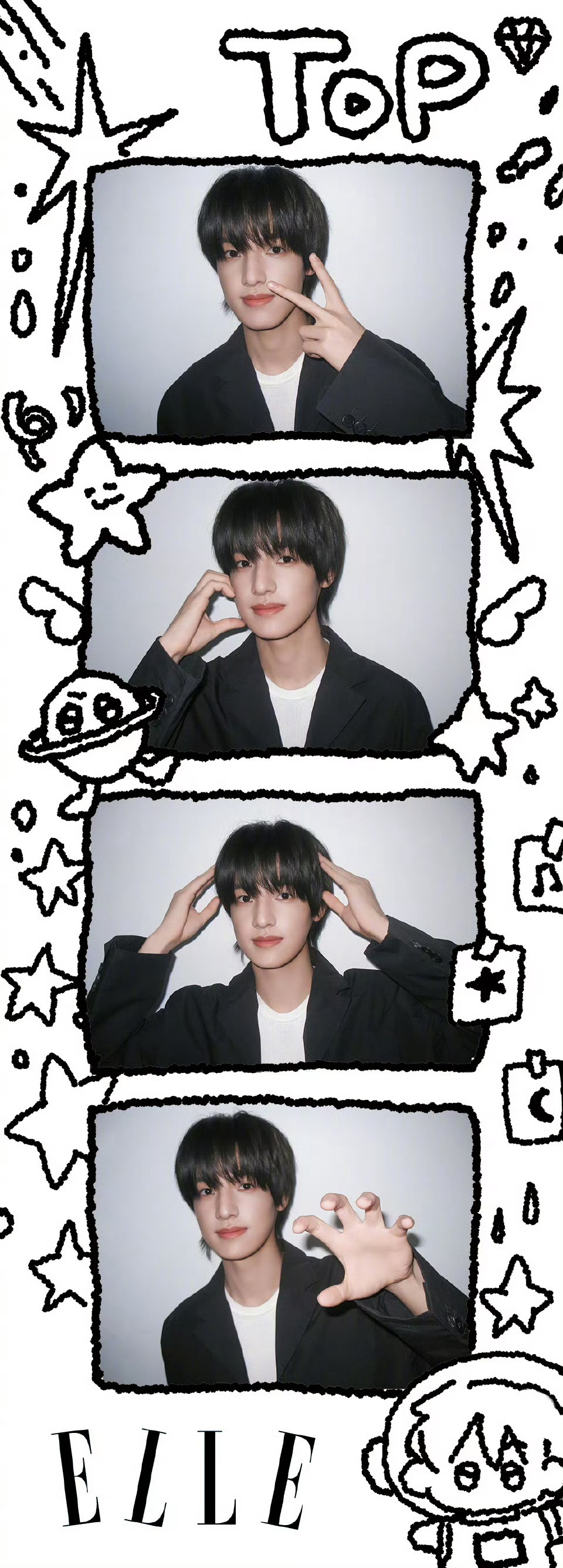 登陆少年ELLE双封面释出，官微还更新了人生四宫格怼脸特写，五人五色，帅气上线登