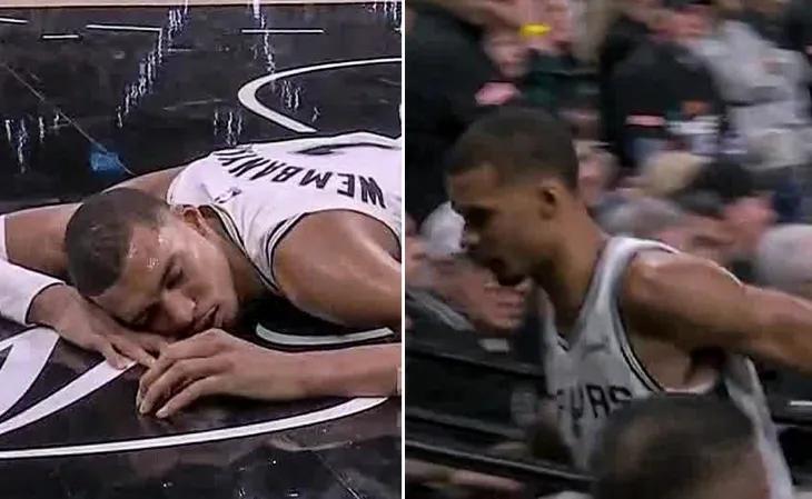 唉，又去看了文班亚马受伤视频的回放，真的是重重地“面摔”，脸直接砸地上了，看他起