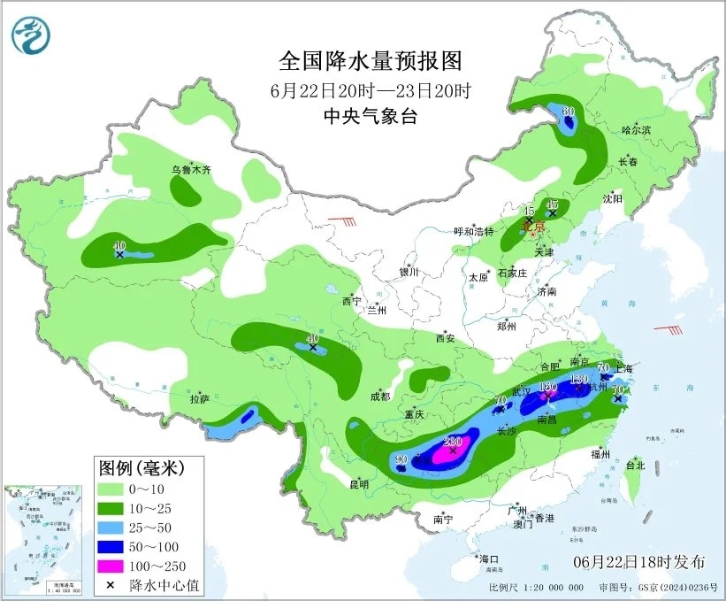 【天气预报】今明两天，我国主雨带仍将集中在长江沿线，湖南、湖北、江西等地部分地区